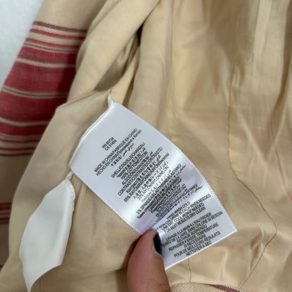 BCBGMaxAzria Women's Size XXS Red/Cream Abbey Cropped Striped Blazer Jacket - Picture 3 of 5